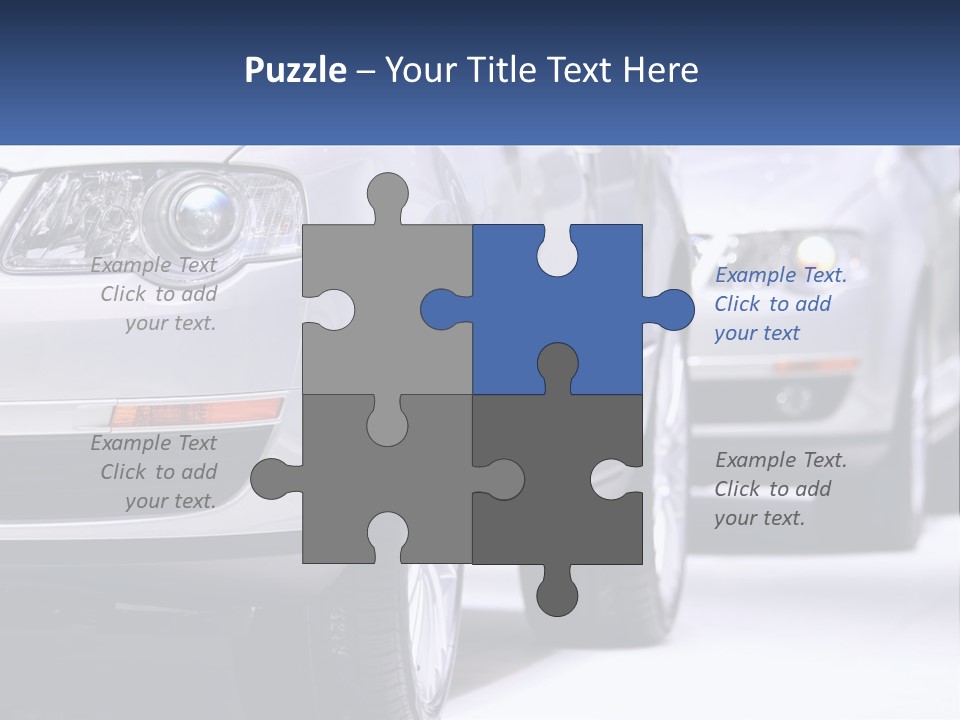 A Row Of White Cars In A Showroom PowerPoint Template