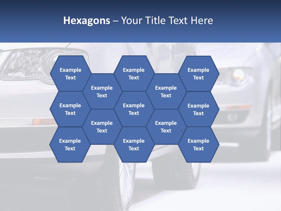 A Row Of White Cars In A Showroom PowerPoint Template