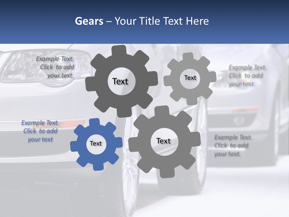 A Row Of White Cars In A Showroom PowerPoint Template