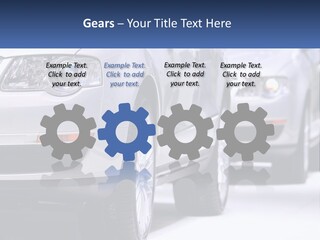 A Row Of White Cars In A Showroom PowerPoint Template