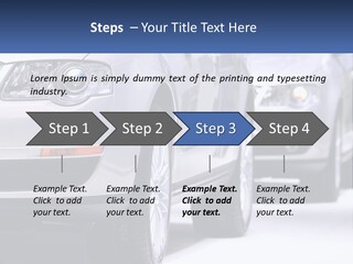 A Row Of White Cars In A Showroom PowerPoint Template
