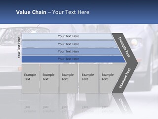 A Row Of White Cars In A Showroom PowerPoint Template