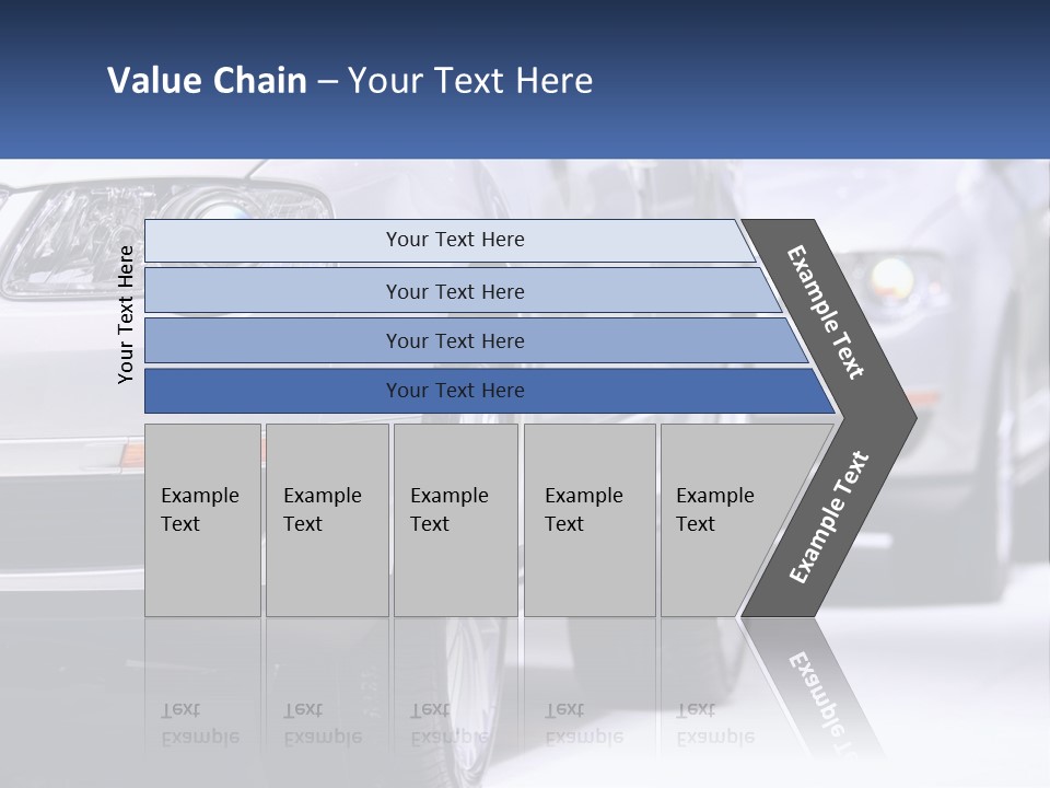 A Row Of White Cars In A Showroom PowerPoint Template