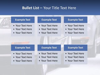 A Row Of White Cars In A Showroom PowerPoint Template
