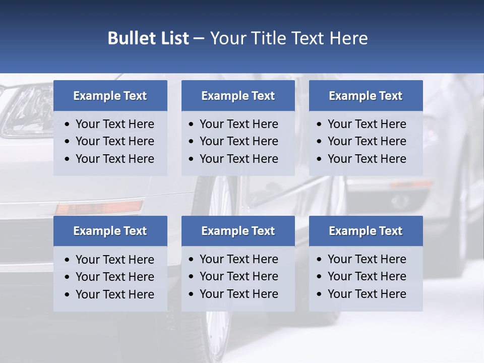 A Row Of White Cars In A Showroom PowerPoint Template