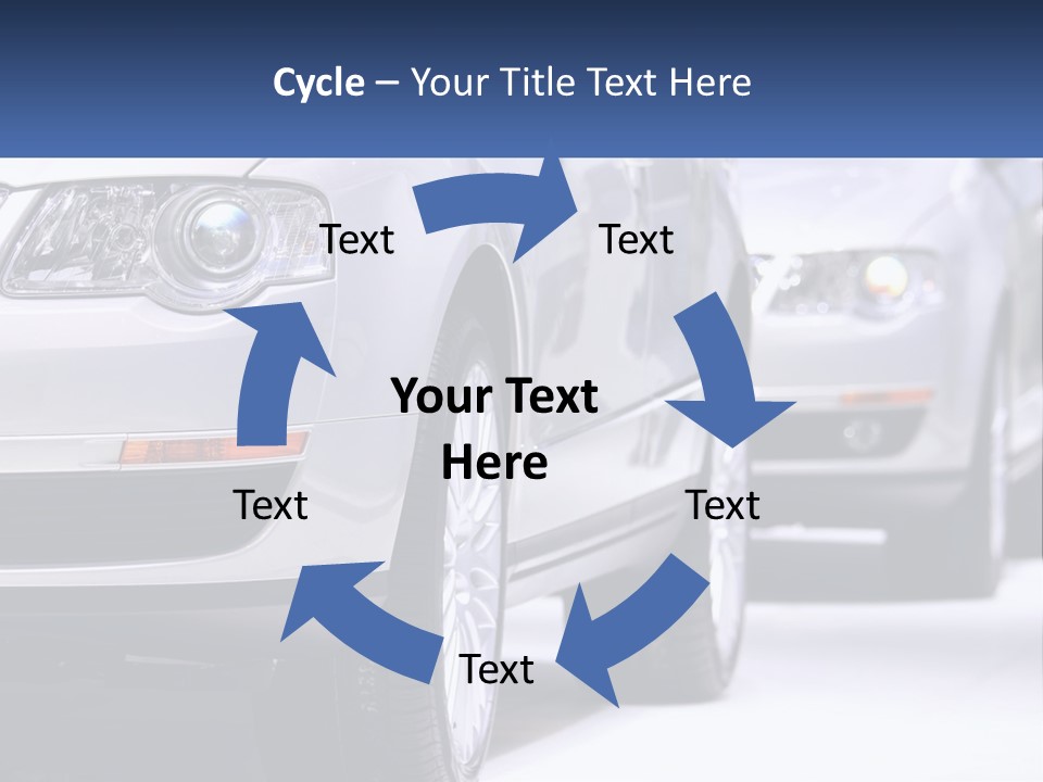 A Row Of White Cars In A Showroom PowerPoint Template