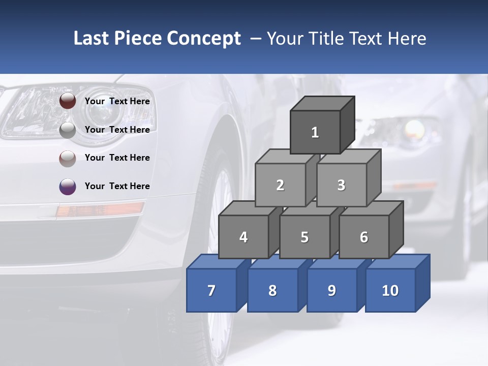 A Row Of White Cars In A Showroom PowerPoint Template