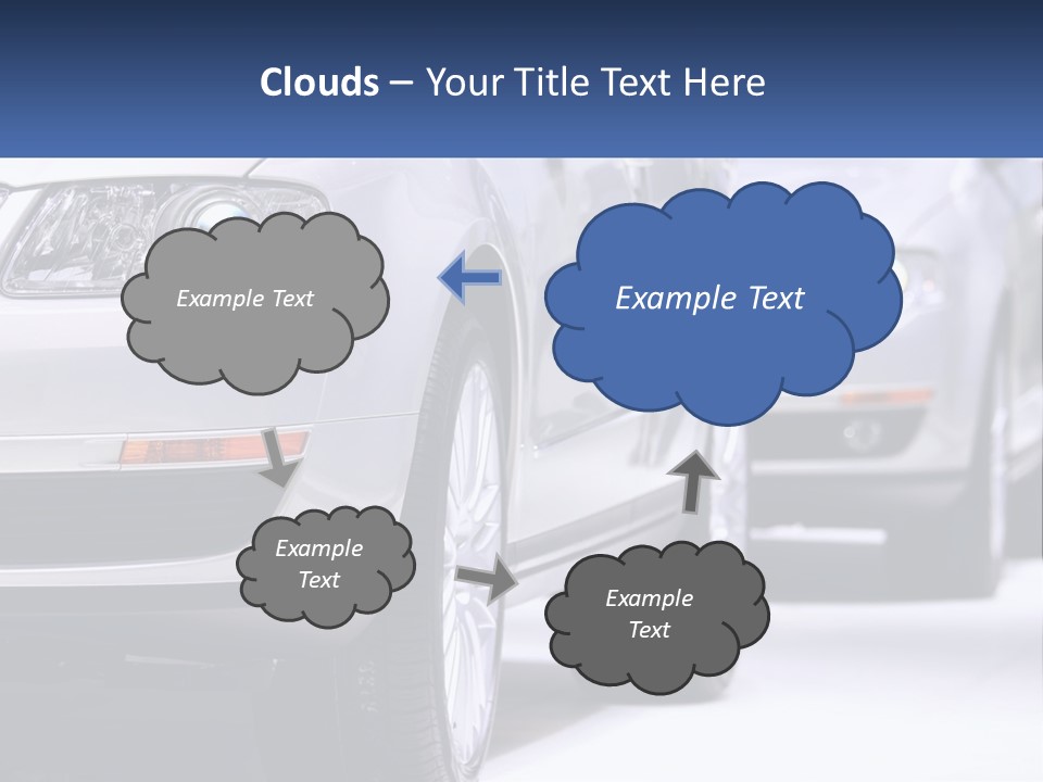 A Row Of White Cars In A Showroom PowerPoint Template