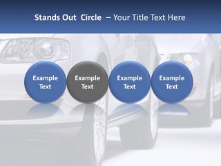 A Row Of White Cars In A Showroom PowerPoint Template