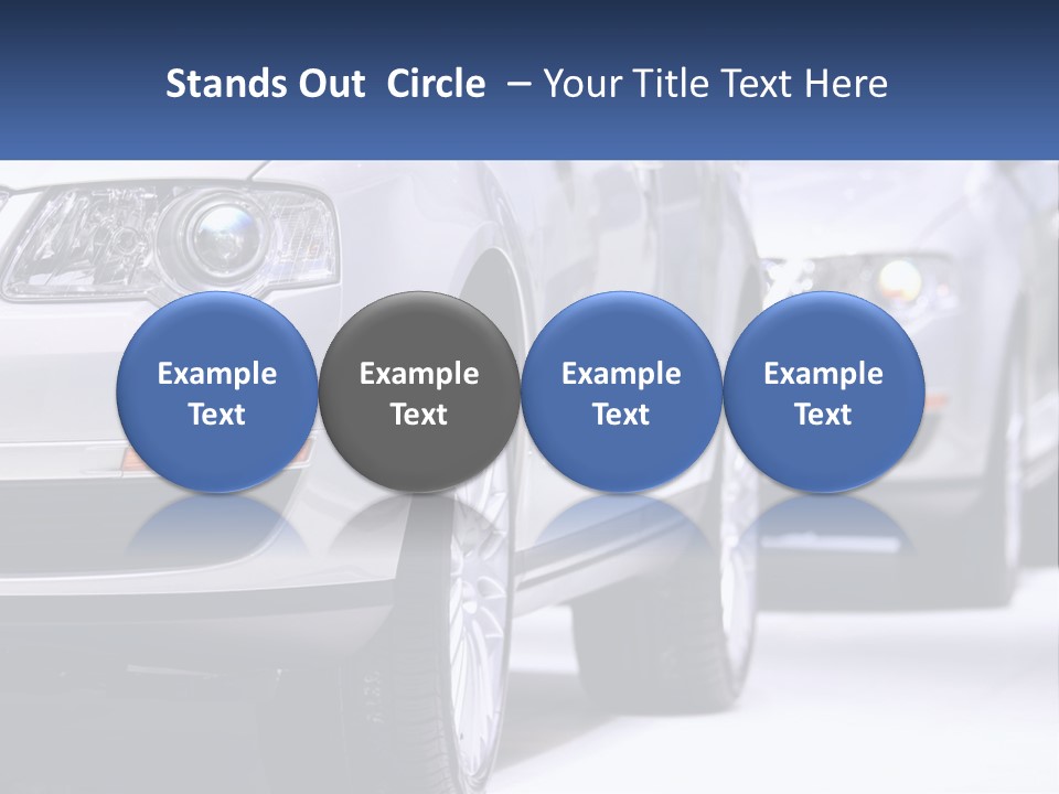 A Row Of White Cars In A Showroom PowerPoint Template