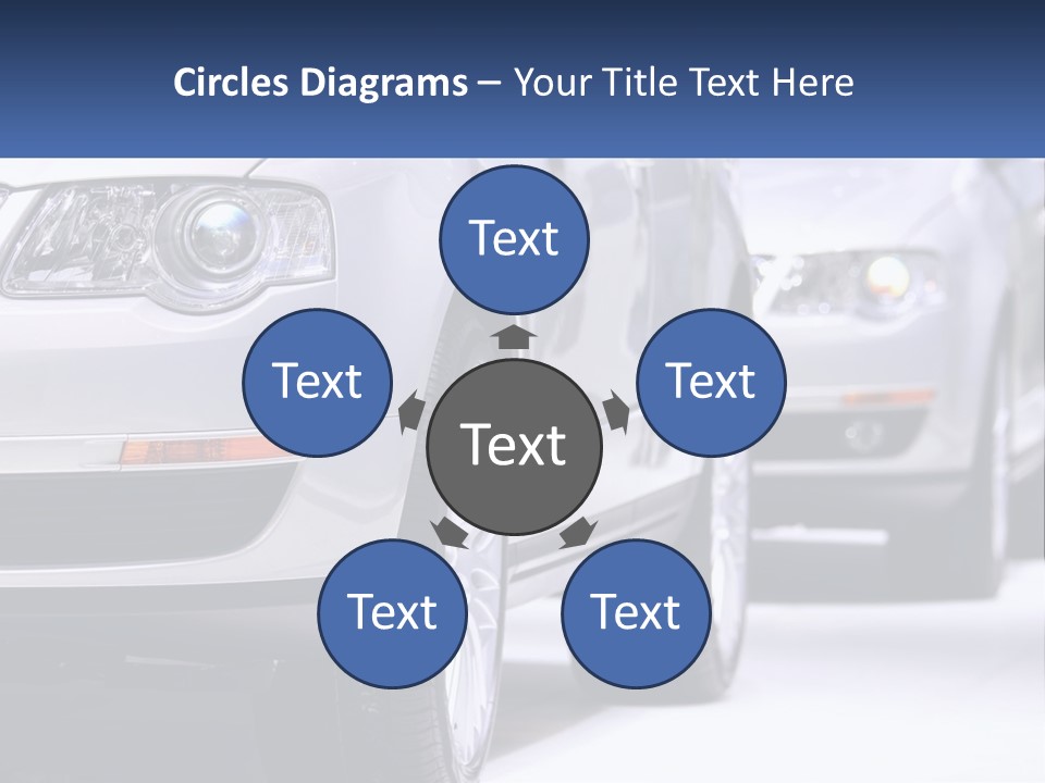 A Row Of White Cars In A Showroom PowerPoint Template