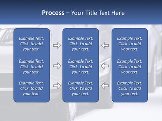 A Row Of White Cars In A Showroom PowerPoint Template