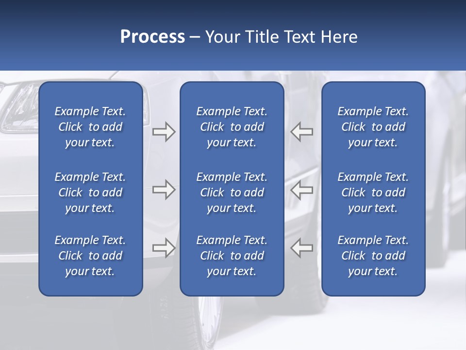 A Row Of White Cars In A Showroom PowerPoint Template