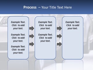 A Row Of White Cars In A Showroom PowerPoint Template