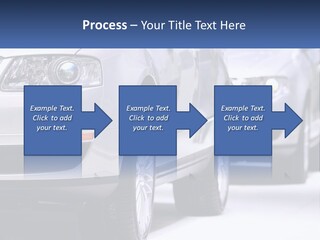 A Row Of White Cars In A Showroom PowerPoint Template