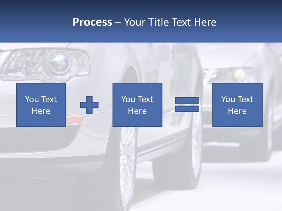 A Row Of White Cars In A Showroom PowerPoint Template