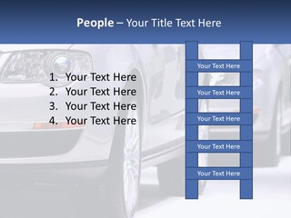 A Row Of White Cars In A Showroom PowerPoint Template