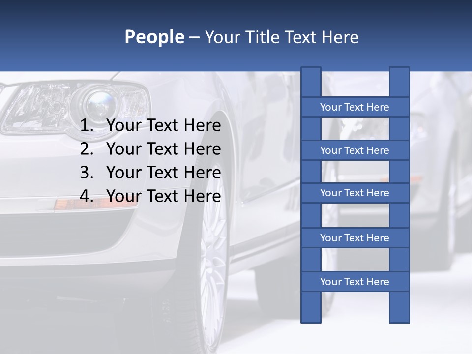 A Row Of White Cars In A Showroom PowerPoint Template