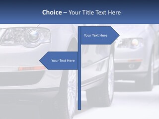 A Row Of White Cars In A Showroom PowerPoint Template