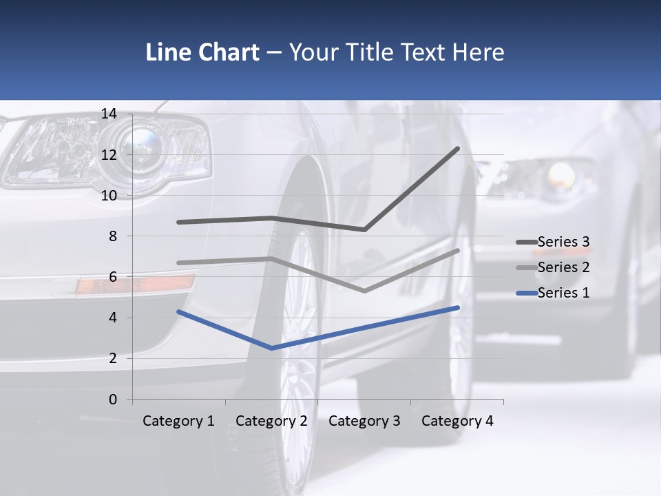 A Row Of White Cars In A Showroom PowerPoint Template