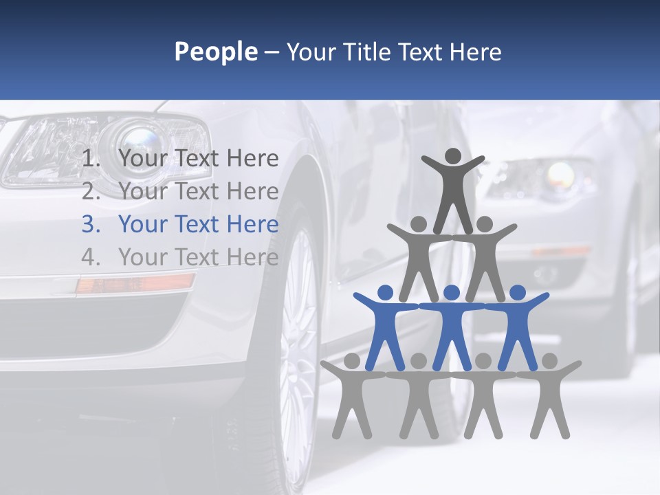 A Row Of White Cars In A Showroom PowerPoint Template