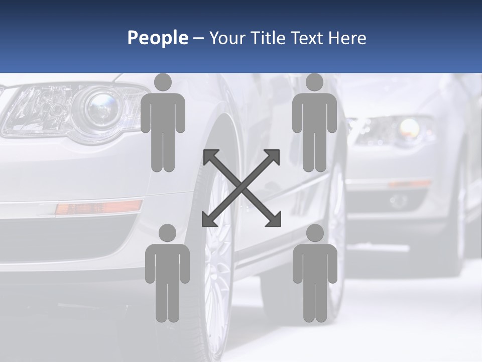 A Row Of White Cars In A Showroom PowerPoint Template