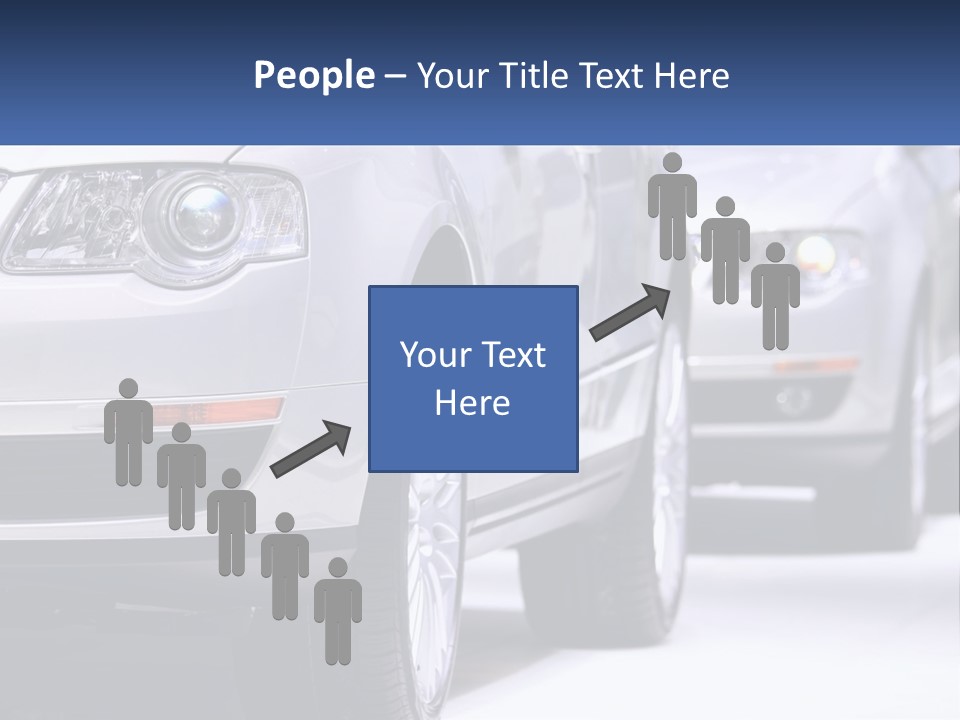 A Row Of White Cars In A Showroom PowerPoint Template