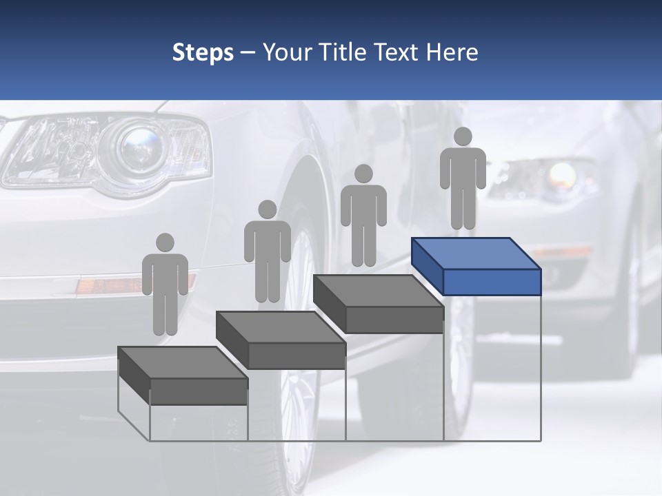 A Row Of White Cars In A Showroom PowerPoint Template