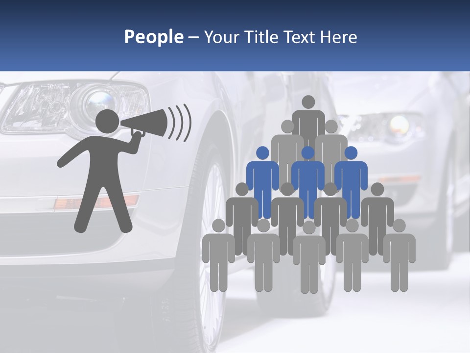 A Row Of White Cars In A Showroom PowerPoint Template