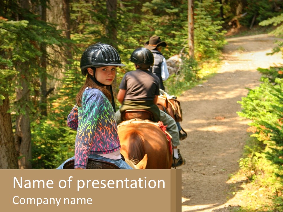 A Group Of People Riding On The Back Of Horses PowerPoint Template