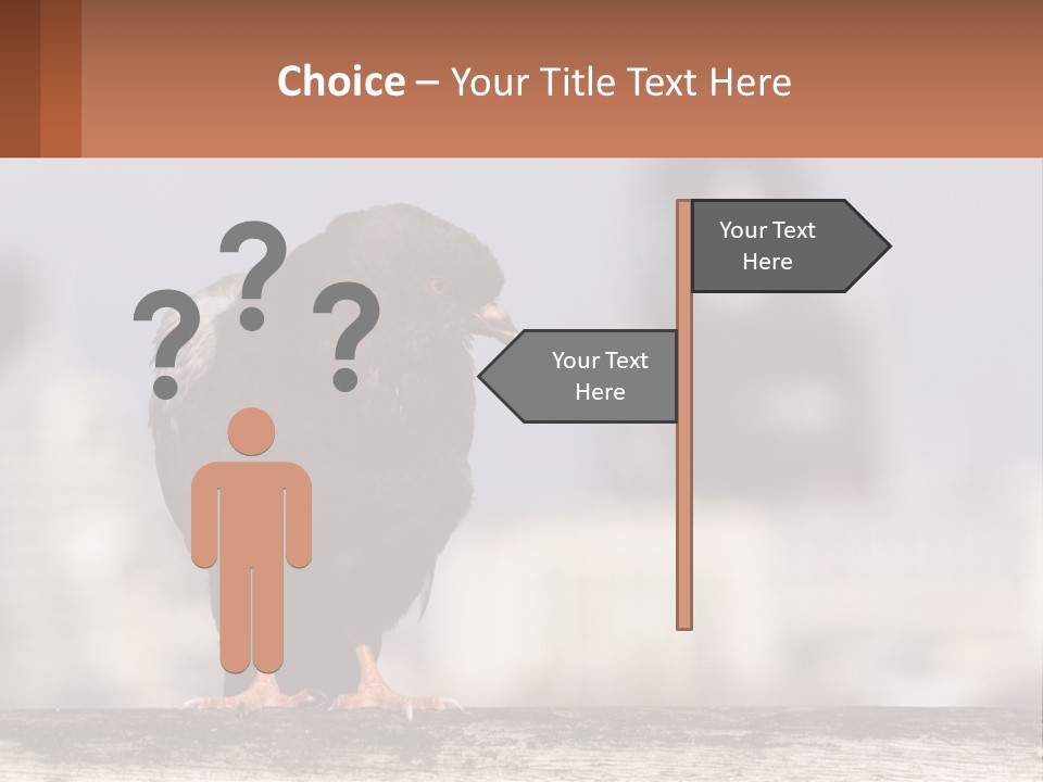 A Black Bird Sitting On Top Of A Wooden Fence PowerPoint Template