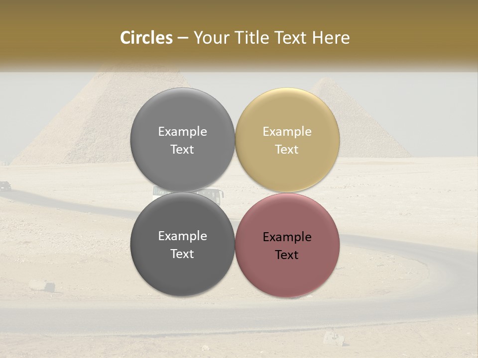 A Bus Driving Down A Road In Front Of Three Pyramids PowerPoint Template