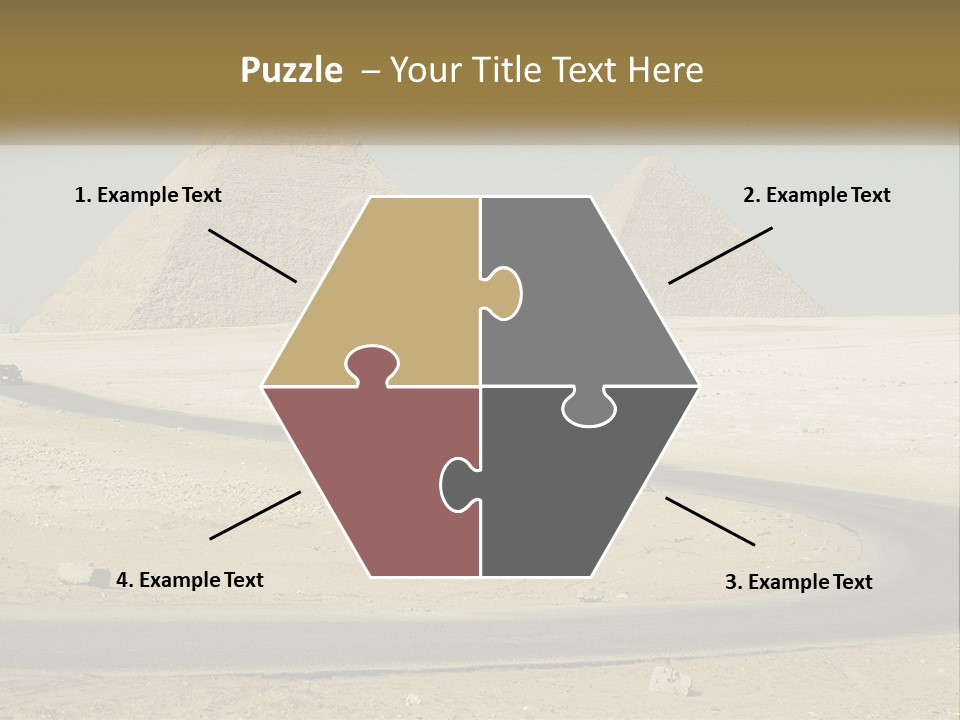A Bus Driving Down A Road In Front Of Three Pyramids PowerPoint Template