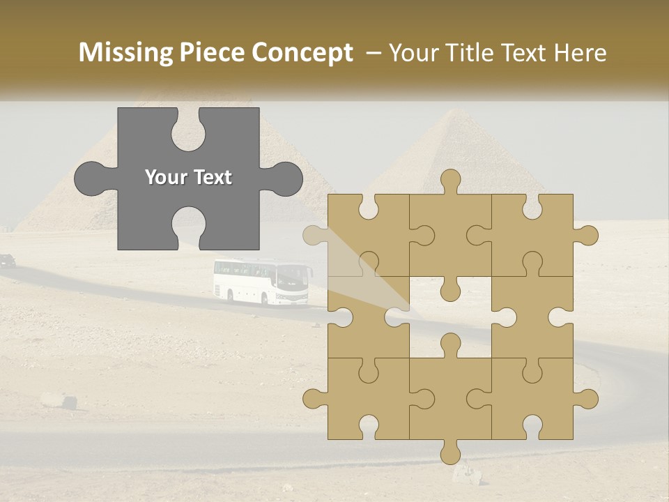 A Bus Driving Down A Road In Front Of Three Pyramids PowerPoint Template