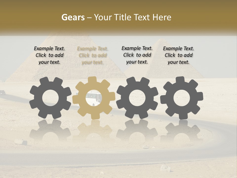 A Bus Driving Down A Road In Front Of Three Pyramids PowerPoint Template