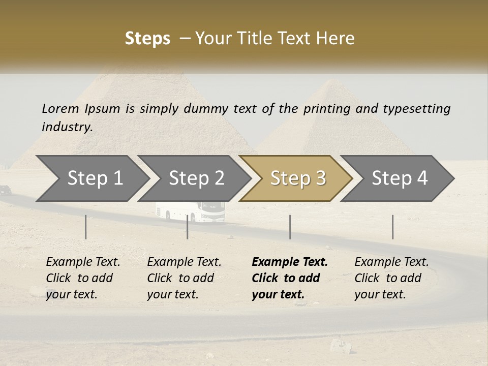 A Bus Driving Down A Road In Front Of Three Pyramids PowerPoint Template