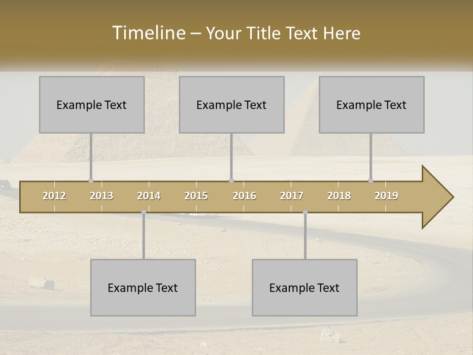 A Bus Driving Down A Road In Front Of Three Pyramids PowerPoint Template