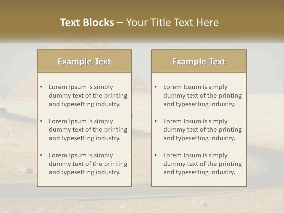 A Bus Driving Down A Road In Front Of Three Pyramids PowerPoint Template