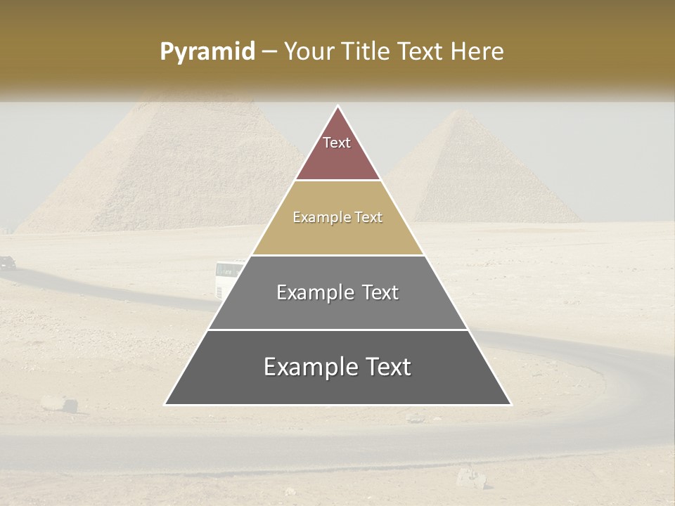 A Bus Driving Down A Road In Front Of Three Pyramids PowerPoint Template