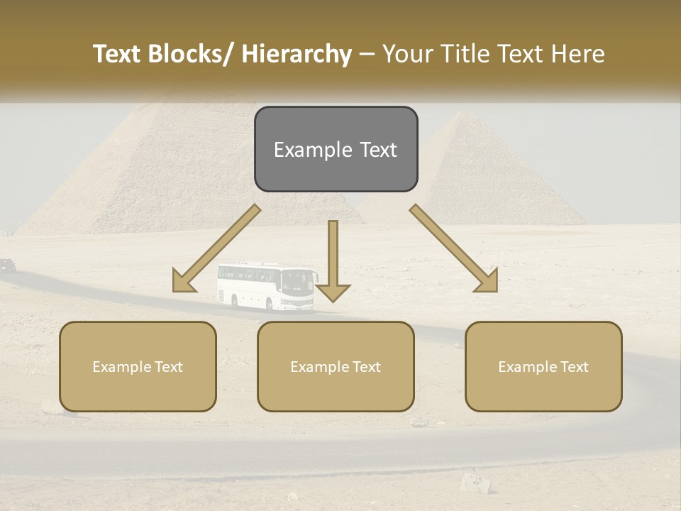 A Bus Driving Down A Road In Front Of Three Pyramids PowerPoint Template