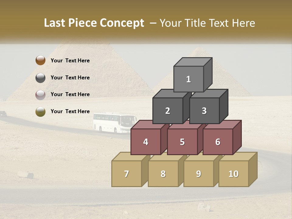 A Bus Driving Down A Road In Front Of Three Pyramids PowerPoint Template