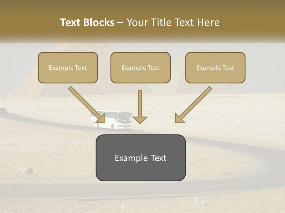 A Bus Driving Down A Road In Front Of Three Pyramids PowerPoint Template