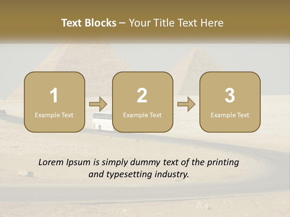 A Bus Driving Down A Road In Front Of Three Pyramids PowerPoint Template