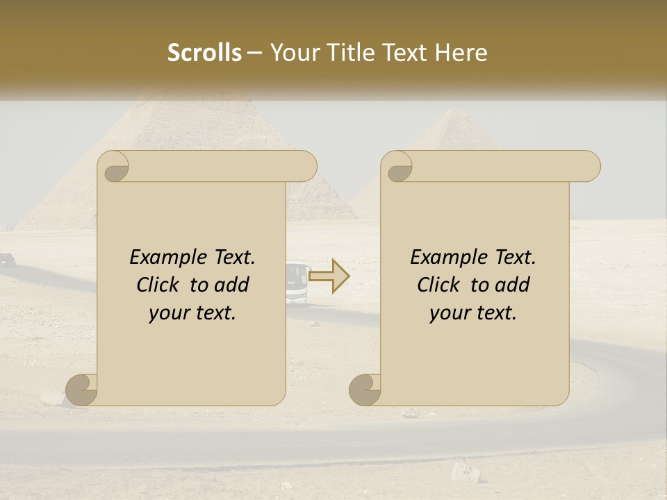 A Bus Driving Down A Road In Front Of Three Pyramids PowerPoint Template
