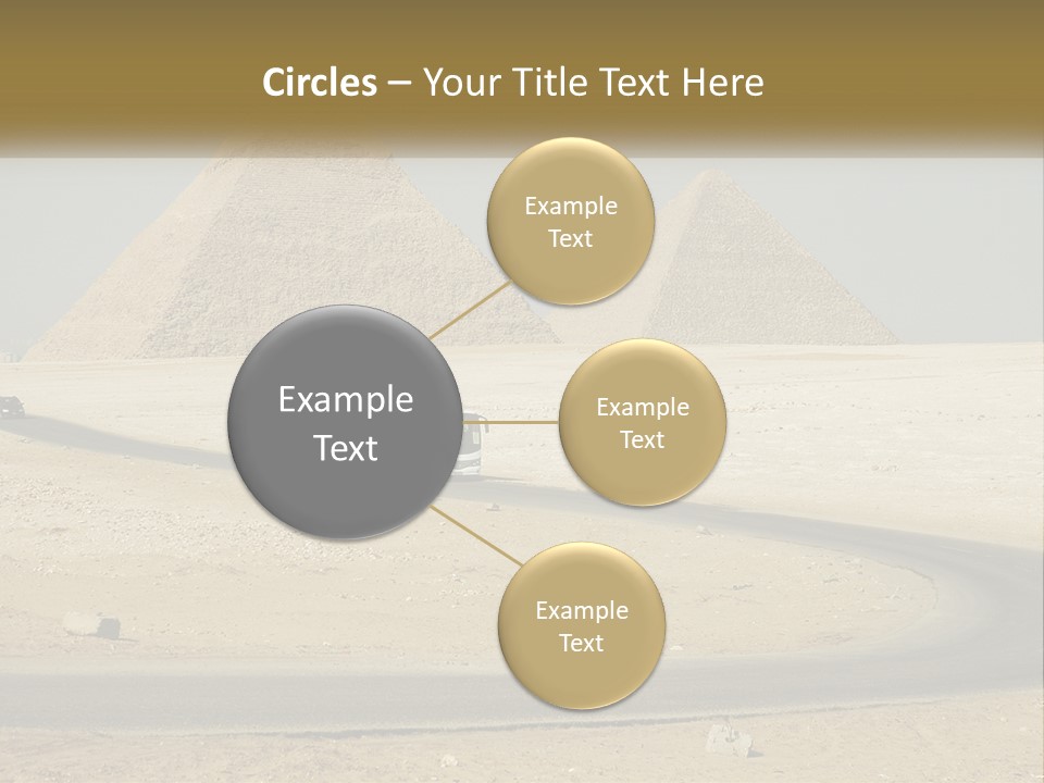 A Bus Driving Down A Road In Front Of Three Pyramids PowerPoint Template