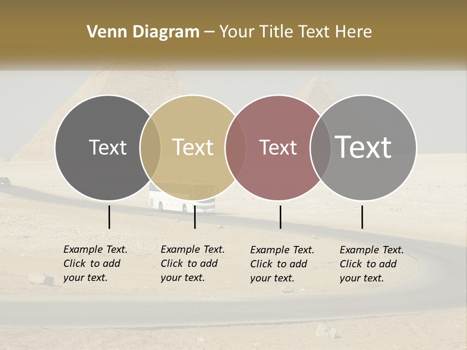 A Bus Driving Down A Road In Front Of Three Pyramids PowerPoint Template