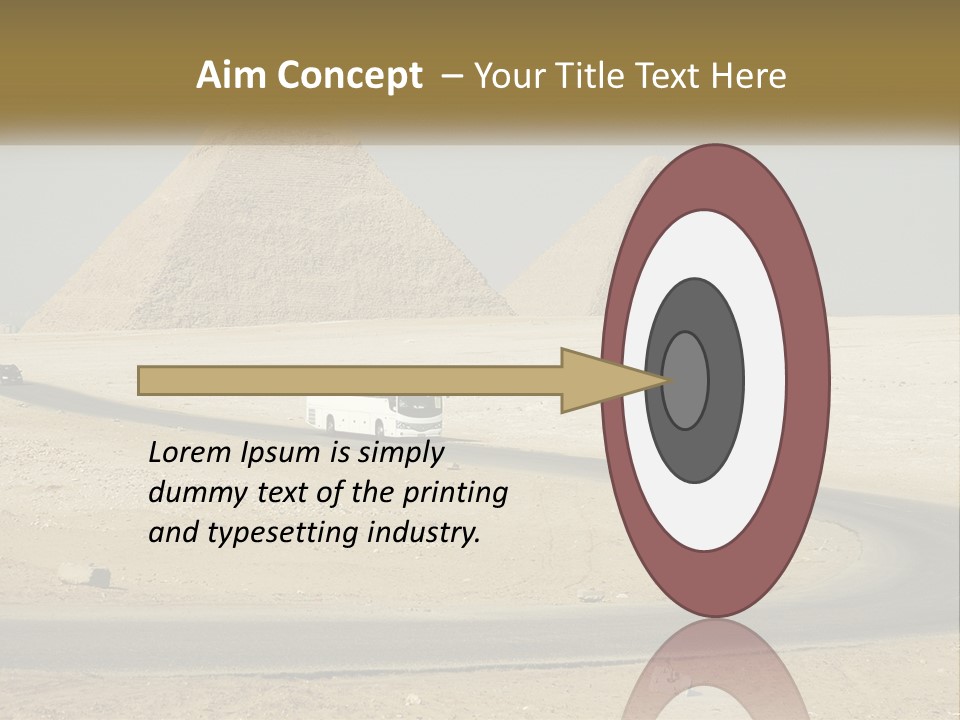 A Bus Driving Down A Road In Front Of Three Pyramids PowerPoint Template