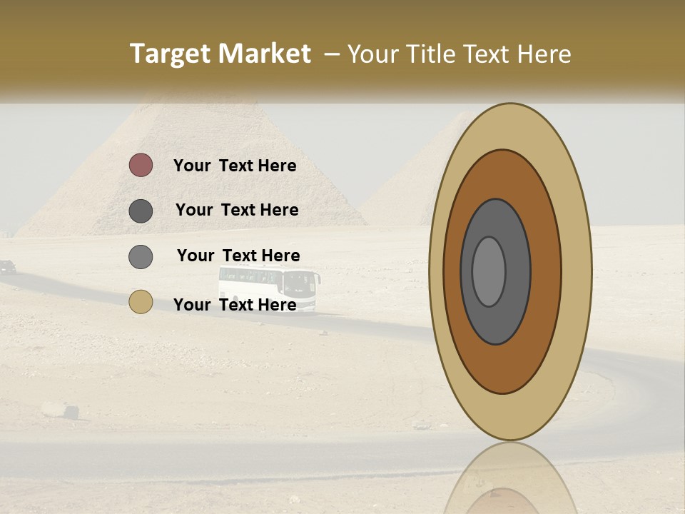 A Bus Driving Down A Road In Front Of Three Pyramids PowerPoint Template