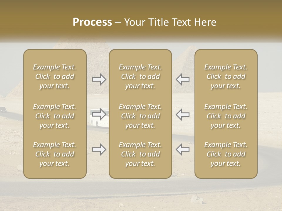 A Bus Driving Down A Road In Front Of Three Pyramids PowerPoint Template