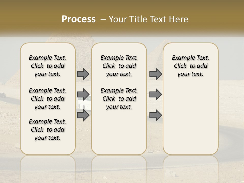 A Bus Driving Down A Road In Front Of Three Pyramids PowerPoint Template